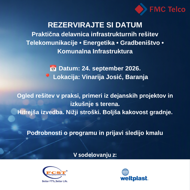 Rezervirajte datum: praktična delavnica o infrastrukturi za telekomunikacije, komunalni sektor in izvajalce